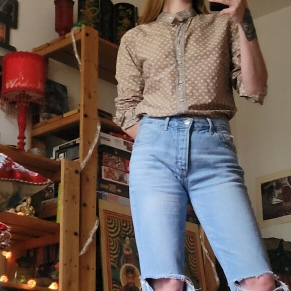 Vintage Michael Kors red label tan flower print dress shirt - M - Picture 3 of 6